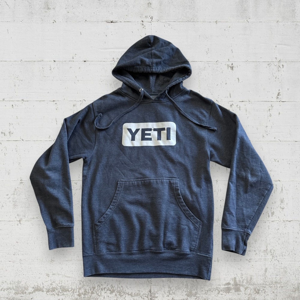 Yeti Hoodie Sweatshirt Mens S GRAY Pullover Fleece Kangaroo Pocket Logo
